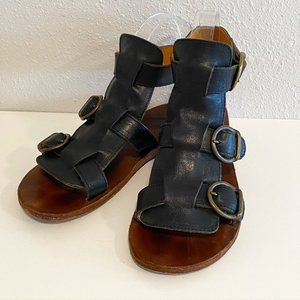 Fiorentini + Baker Black Leather Gladiator Sandal